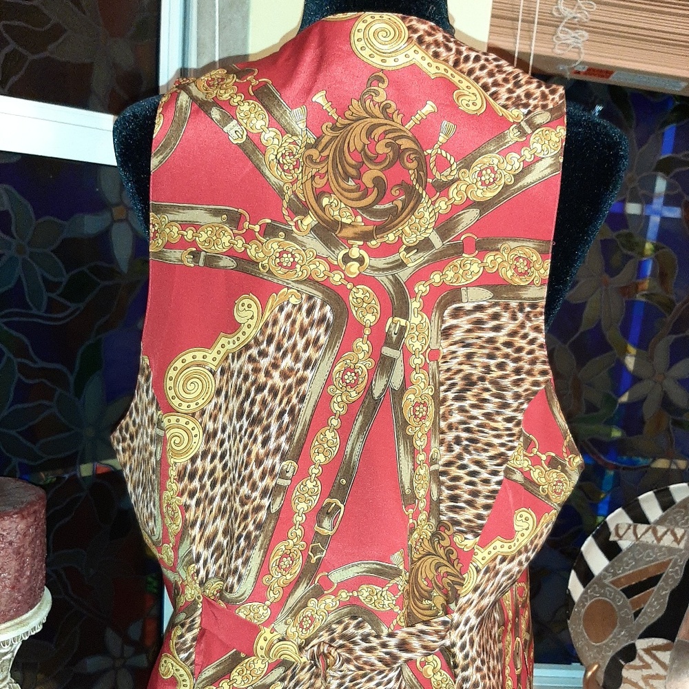 RED, SILK SHIRT VEST